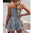 thumbnail image 4 of Camisola de verano con diseño de encaje y costuras, Color puro, con tirantes en el pecho, cómoda camisola informal de poliéster sin mangas para uso diario, 4 of 6