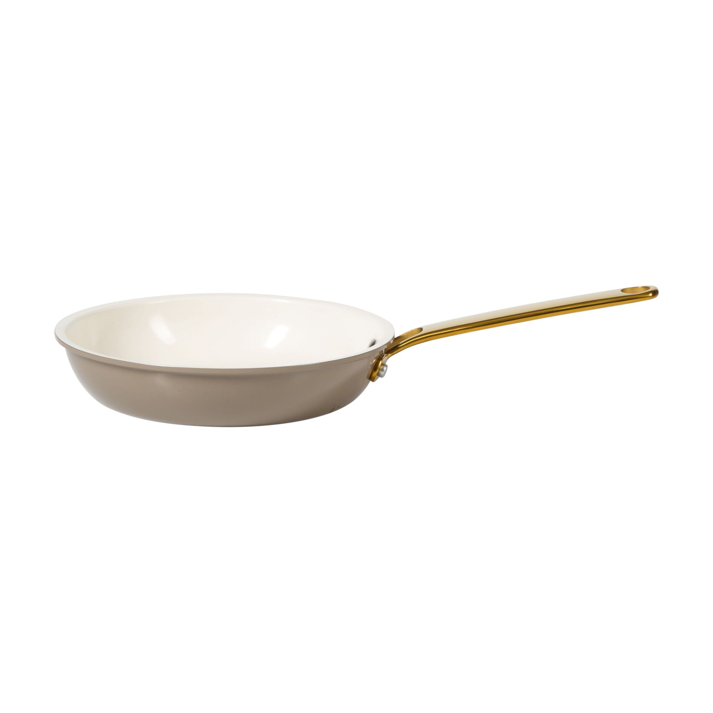 Martha Stewart 10-Piece Nonstick Pots and Pans Cookware Set with Gold Handles, Taupe
