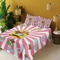 thumbnail image 2 of Ambesonne Emoji Fitted & Top Sheet Set with Sham, Pop Drama Queen Character, Pink Multicolor, 2 of 5