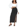 thumbnail image 1 of Women Knitted Package Hip Skirt Summer High Waist Split Skirt with Drawstring, 1 of 9