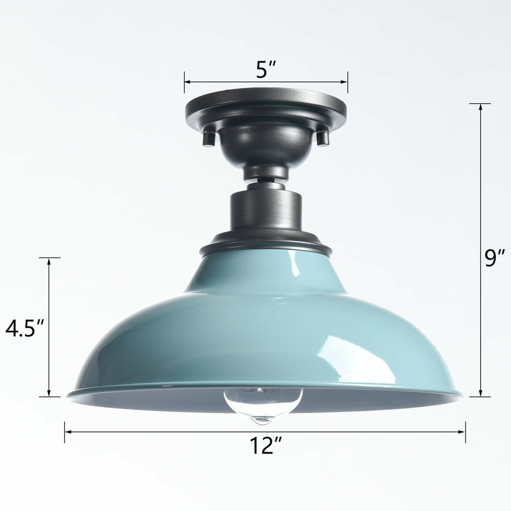 Modern Light Blue Semi Flush Mount Light Barn Shade Ceiling Light Fixture