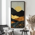 thumbnail image 4 of Large Framed Canvas Art Sunrise Abstract Landscape Print for Mid-Century Modern Living Room Bedroom Wall Decor - 60"x30" Black Framed, 4 of 6