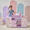 thumbnail image 6 of Teamson Kids Olivia’s Little World Wooden 6-in-1 Baby Doll Nursery with Cradle, High Chair & Sink for Pretend Play with Unicorn Theme, 6 of 17