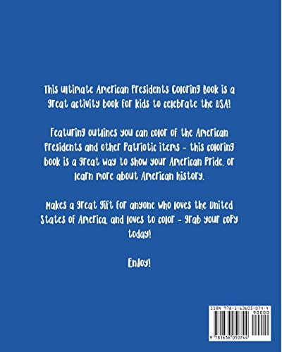 American Presidents Coloring Book: Activity Book for Kids Patriotic White House USA American History, (Paperback)