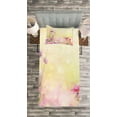 thumbnail image 3 of Ambesonne Pink Quilted Bedspread Set 2 Pcs, Vintage Magnolia Blooms, Twin Size, Pink Pale Yellow, 3 of 3
