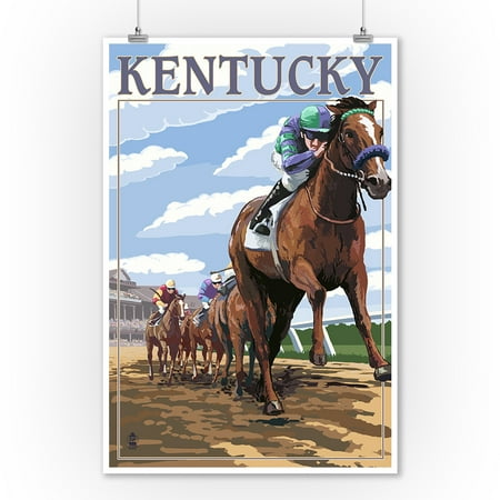 - Kentucky - Horse Racing Track Scene - Lantern Press Artwork (9x12 Art Print, Wall Decor Travel Poster)