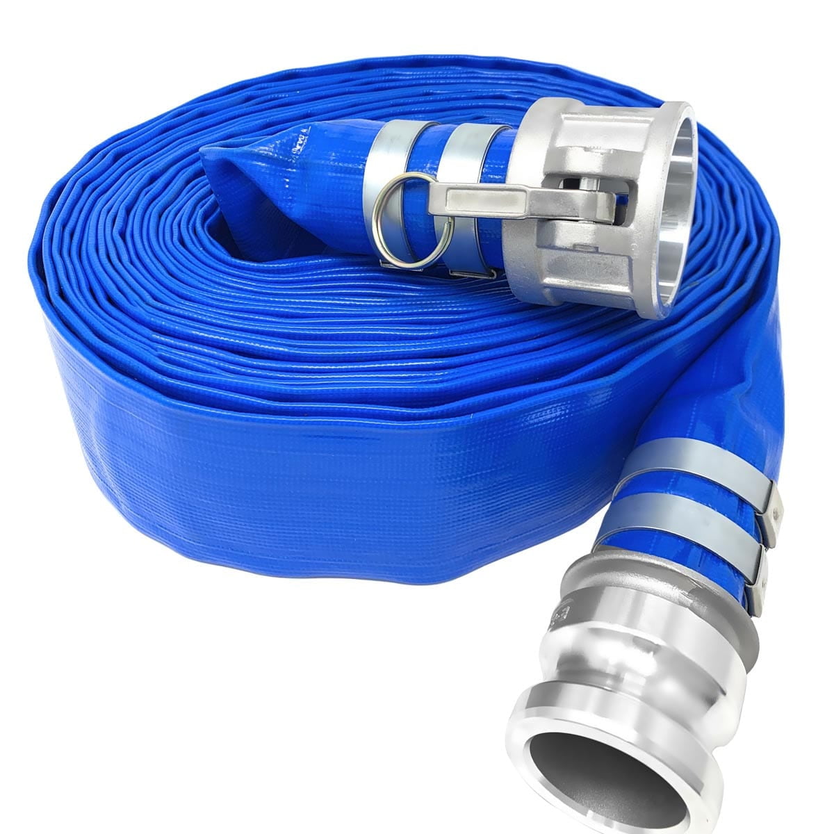 Gloxco 2" Pump Hose Kit, Includes 2 inch x 20 ft Green EPDM Suction Hose, 2 inch x 50 ft Blue Lay Flat Discharge Hose, Plated Steel Suction Strainer and Two Additional Male Cam and Groove Adapters