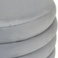 thumbnail image 2 of Zentique 20.5" Blue Upholstered Cylindrical Ottoman with Ribbed Sides, 2 of 2