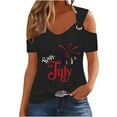thumbnail image 1 of Tops de Hombro Frío para las Mujeres Día de la Independencia Impreso Fuera Del Hombro Blusa con Cuello en V, Fuera Del Hombro de las Mujeres, 1 of 4