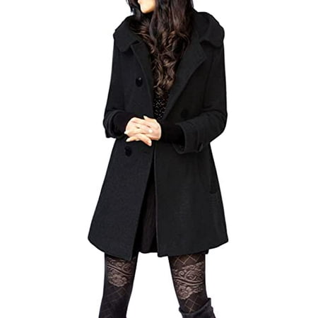 Damaie Women S Warm Double Ted Wool Pea Coat Trench Jacket With Hood Canada Damaie Women S Warm Double Ted, Grey Ladies Pea Coat