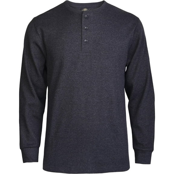 Knocker Men's Waffle-Knit Thermal Henley Shirt Charcoal