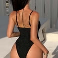 thumbnail image 6 of Womens Glitter Swimsuit One Piece Shiny Bathing Suit Adjsutable Strap Beach Summer Fashion Swimwear (S, Black), 6 of 7