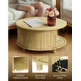 thumbnail image 4 of Putuo Decor Round Lift-Top Coffee Table with Storage, Fluted Tambour Design, Natural Wood, 4 of 9