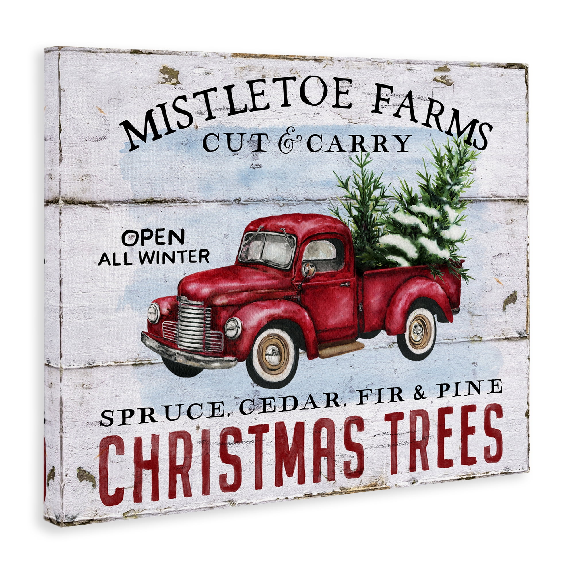 Stupell Industries Mistletoe Farm Trees Holiday Painting Gallery Wrapped Canvas Art Prints Wall Art, 48 x 36