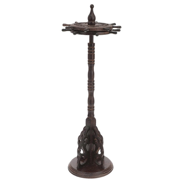 1Pc Vintage Round Base Wooden Hanging Pen Holder Ancient Pen Holder (Black)
