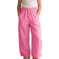 thumbnail image 2 of ITSAME Girls Pants, Elastic Waist Straight Leg Loose Fit Fashion Casual Thin Pants with Pockets Pink 6T, 2 of 6