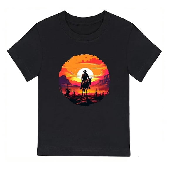 Tisuna Girls T Shirts Cartoon Print Short Sleeve Crew Neck Tops Regular Fit Kids Casual Wear T-Shirts Size 1-2 Years Black