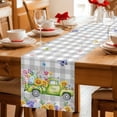 thumbnail image 5 of Easter Truck Table Runner 36 Inches, Spring Floral Eggs Butterflies Leaves Gray Plaid Bed Runner Dresser Scarves Tabletop for Indoor Outdoor Parties/Ceremony/Banquet, 13"x 36", 5 of 8