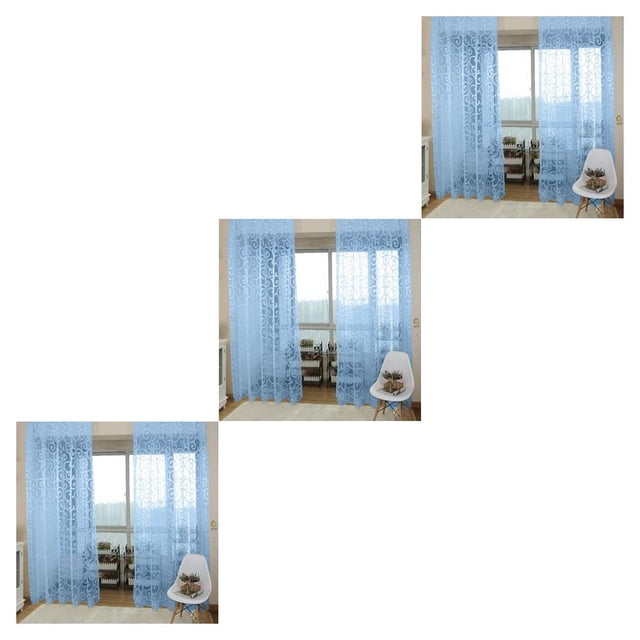 Kearding Home Hotel Romantic Window Curtain Living Furniture Bedroom Decor Drape Soft Accessory Breathable Full Room Flocking Type1 NO1