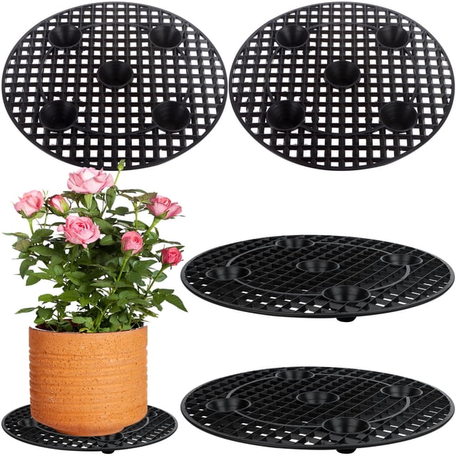 Soportes para macetas JiaUfmi, 4 piezas, plástico negro, 30 cm
