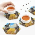 thumbnail image 3 of KLL Drink Coasters Set Hexagon of 4,PU Leather Absorbent Coasters Set Decorative Coffee Cup Coasters Housewarming Gift for Home Decor-Funny Countryside Donkey, 3 of 5