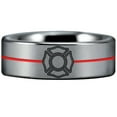 thumbnail image 2 of Tungsten Carbide Firefighter Red Line Ring, 2 of 3