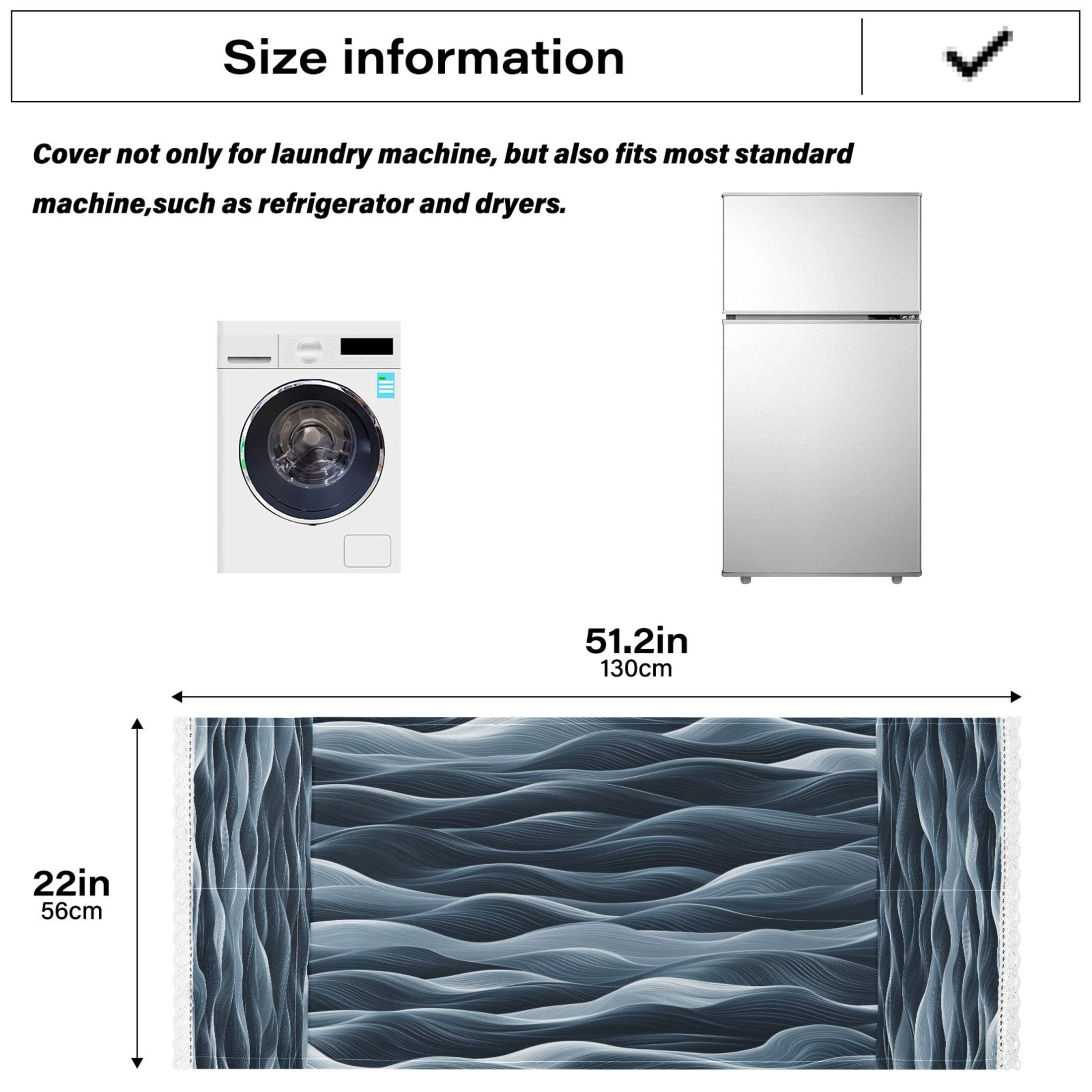 Dustproof Washing Machine Cloth Washer and Dryer Top Covers, Fridge Dust Cover, With Storage BagsNavy Blue Waves