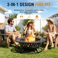 thumbnail image 4 of 42 Inch 3-in-1 Fire Pit with 2 Grills – Large Outdoor Wood Burning Fireplace for Camping, Picnic & Bonfire, Round Metal Table with Lid for Backyard, Patio & Party, 4 of 6