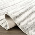 thumbnail image 6 of Hauteloom Mette Living Room, Bedroom Shaggy Area Rug - Bohemian Modern Striped Farmhouse Shag - Fluffy Soft Touch High Pile - Gray, White - 6'7" x 9', 6 of 11