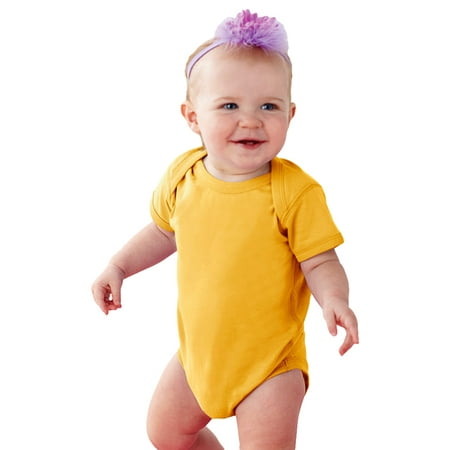 Rabbit Skins 4424 Infant Fine Jersey Lap-Shoulder Bodysuit - Gold, 12 Months
