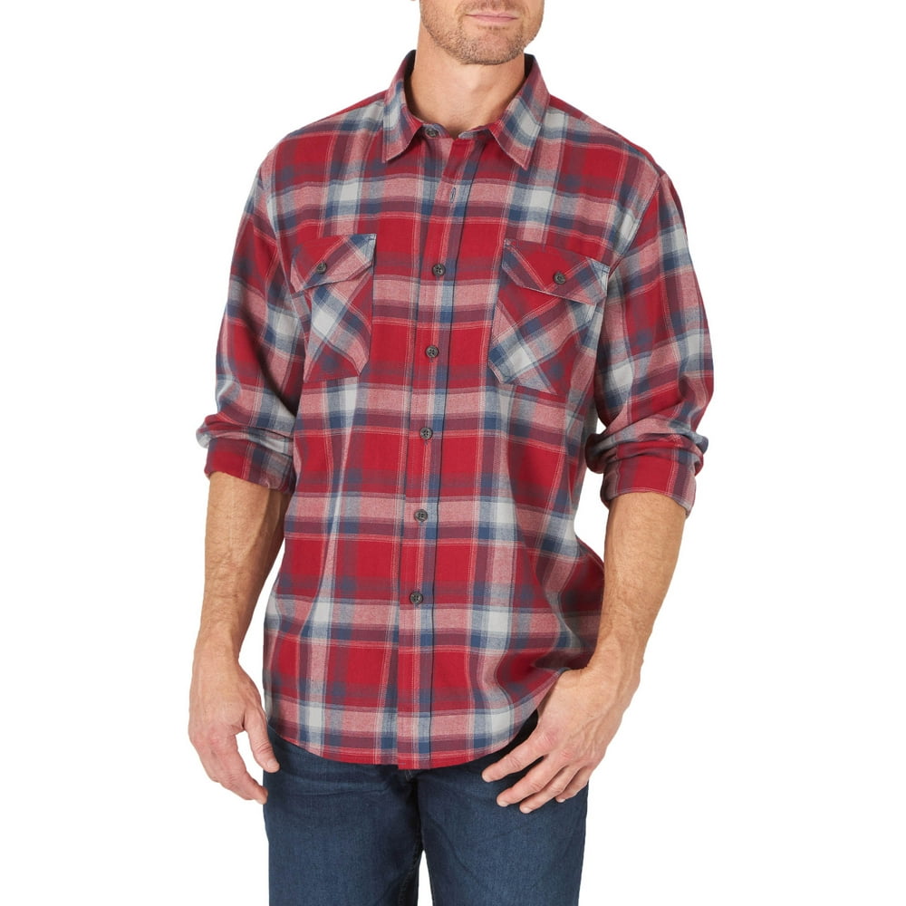 Wrangler - Wrangler Mens Long Sleeve Flannel Shirt - Walmart.com ...