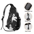 thumbnail image 3 of Sling Backpack,Spooky Halloween Silhouette Pattern Sling Bag with Water Bottle Holder,Waterproof Sling Bag for Men/Women with Headphone Jack for Hiking,Travel, 3 of 6
