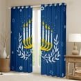 thumbnail image 3 of Feelyou Child Happy Hanukkah Black Out Curtains, Western David Star Curtains Pack of 2 (42x63 Each), Olive Branch Botanical Bedroom Curtains, Living Room Curtains Decor, 3 of 7