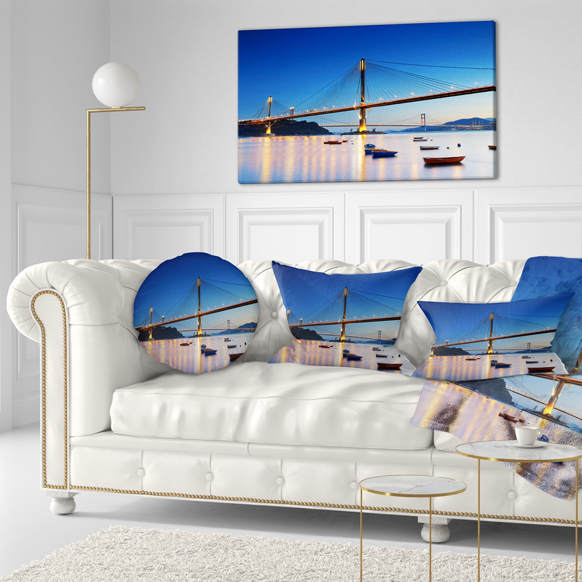 Designart 12" x 20" Pier & Bridge Polyester Throw Pillow