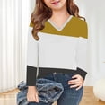 thumbnail image 7 of Girl Fall Clothes Striped V Neck Long Sleeve Tshirts Casual Fashion Base Tee 3-14 Years Graphic T-shirts for Girls (13 Years, Yellow), 7 of 7