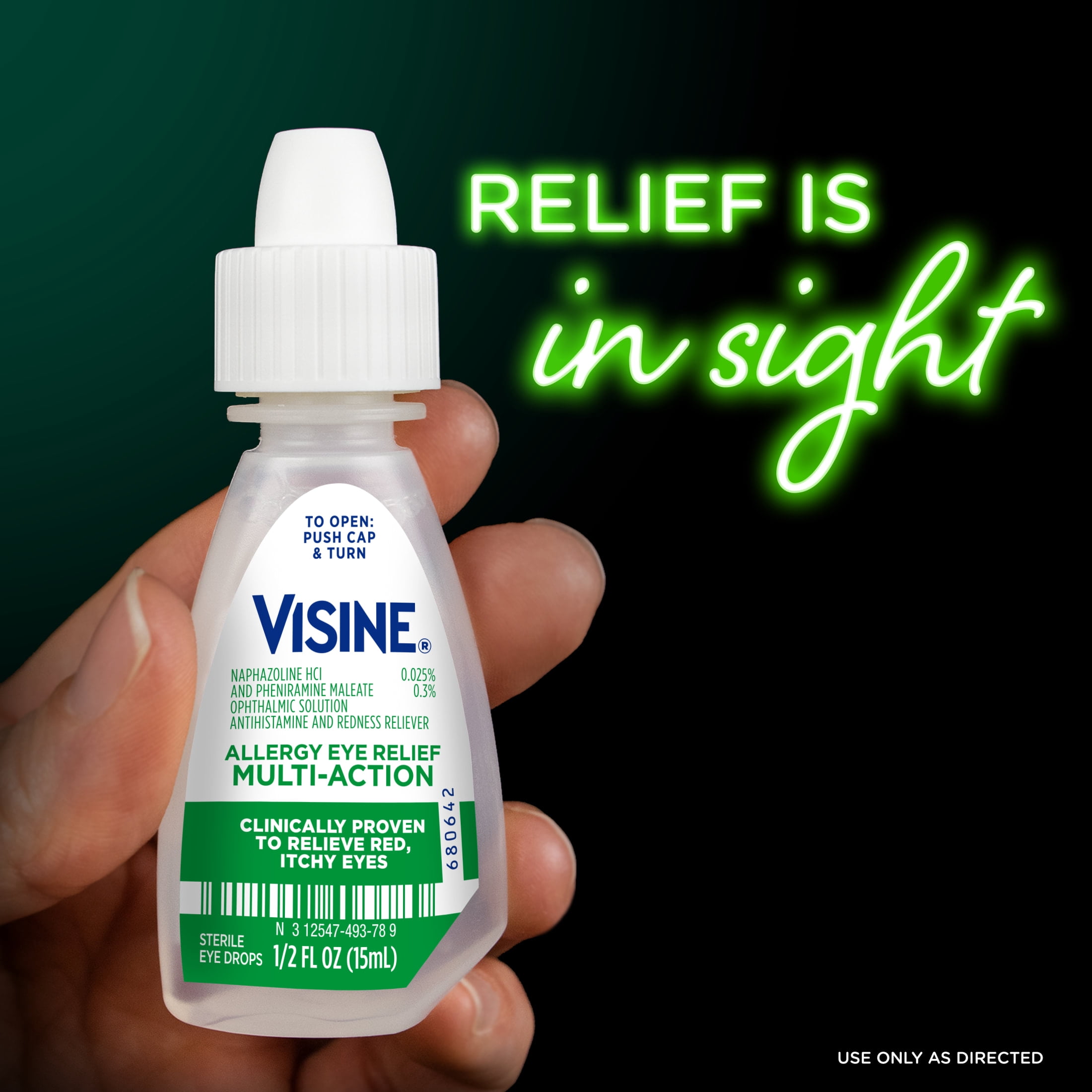 Visine Allergy Relief Multi-Action Antihistamine Redness Reliever Eye Drops, 0.5 fl. oz