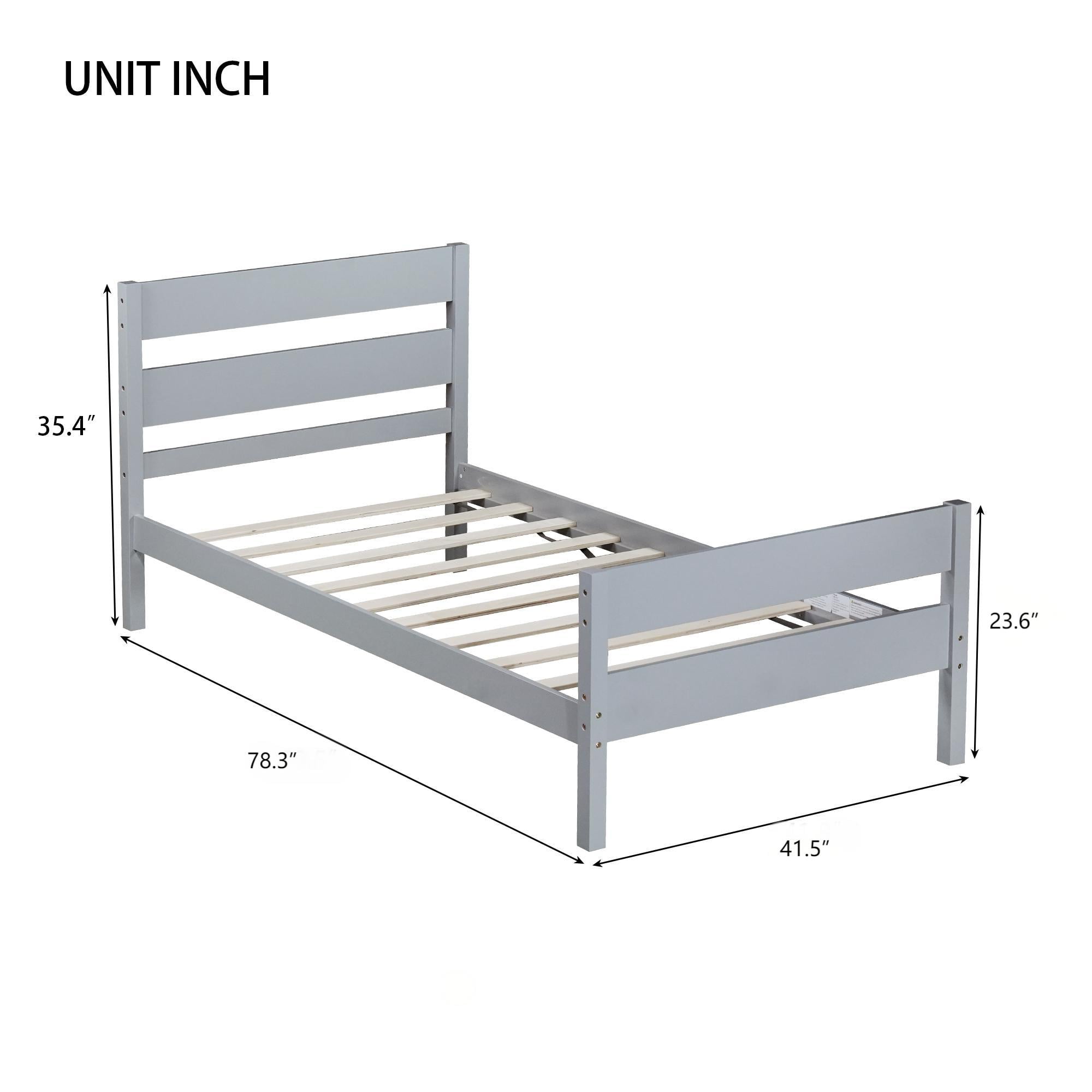 PORKISS Twin Size Bed Frame for Kids, Wood Bed Frame with Headboard/Footboard for Teens Boys Girls, No Box Spring Needed, Grey