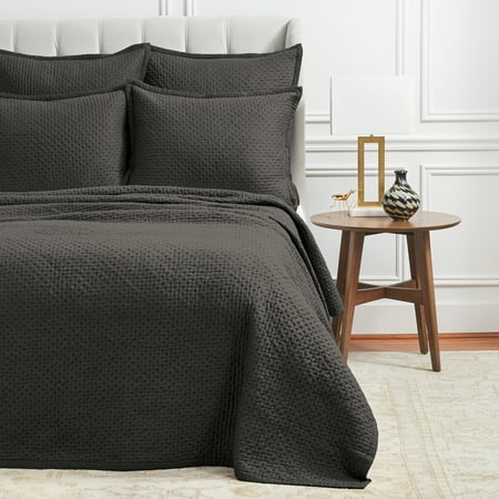 Mila Shale Luxury Premium 100% Cotton King Bed Coverlet