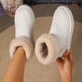 thumbnail image 2 of FRSASU Suede Ankle Boots for Women Fleece Cozy Faux Lining Pull On Winter Outdoor Indoor Boots White, 2 of 9