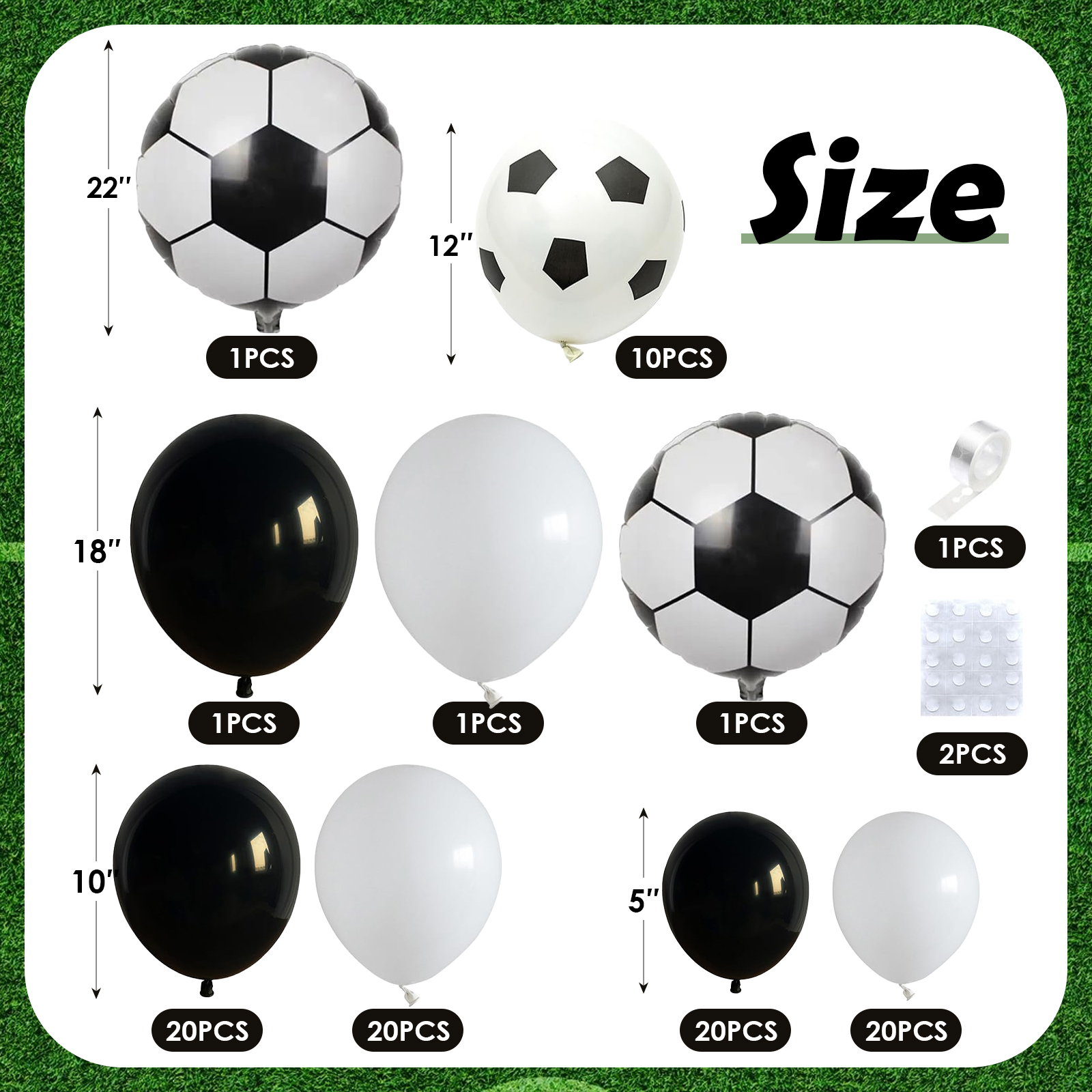 SKTMH 110Pcs Soccer Balloon Garland Soccer Party Decorations Black and White Balloon Garland Soccer Balloons Football Print Balloons Football Balloon Arch Kit for Sport Birthday Party Decorations