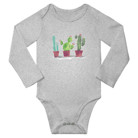 

Cactus Watercolor Funny Baby Long Sleeve Bodysuit Boy Girl Unisex (Gray 6M)