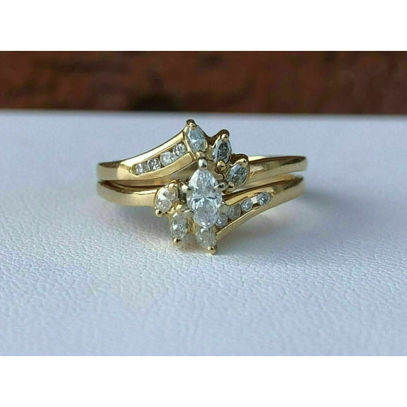 2Ct Marquise Cut Lab Created Diamond Engagement Ring 14k Yellow Gold Plated