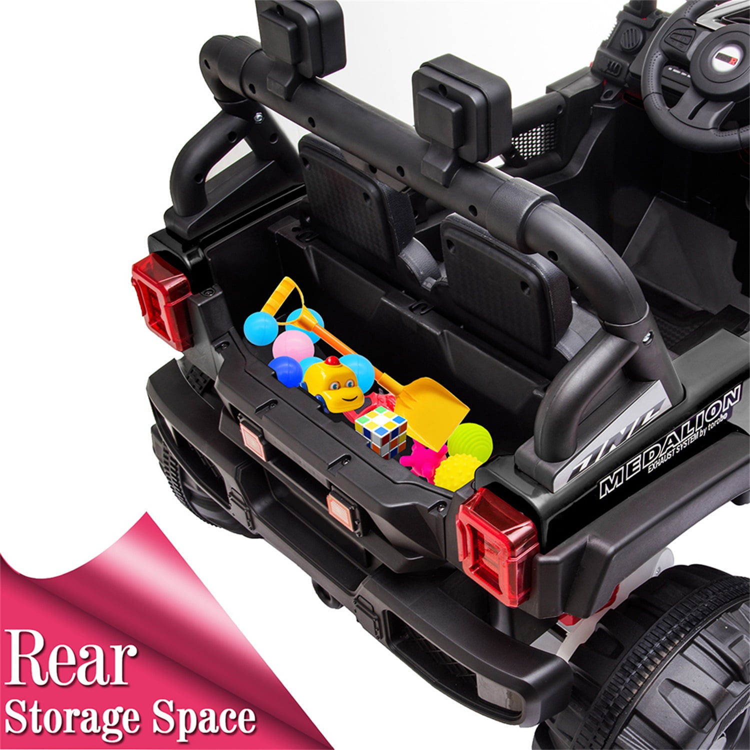 CIPACHO 12V Kids Ride On Truck Car with Parent Remote Control, Spring Suspension, LED Lights, AUX Port, Kids Electric Vehicle Toy, Black