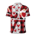 thumbnail image 3 of Xecao Buffalo Plaid Love And Gnome for Mens' Casual Short Sleeve Button-Down Polo Shirts for a Classic Golf Look, 3 of 9