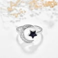 thumbnail image 3 of Crescent Moon and Star Adjustable Ring Glitter Celestial Jewelry, Wicca-Inspired Night Sky Design, 3 of 5