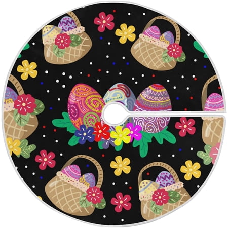 ZHANZZK Colorful Eggs Basket Xmas Christmas Tree Skirt Stand Mat for Holiday Party Decoration Indoor Outdoor 36 inches