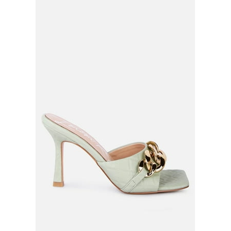 

Mermaid Quilted Metallic Chain Embellished Sandals