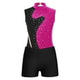 thumbnail image 3 of inlzdz Sleeveless Sparkle Gymnastic Leotard for Girls Sequin Ballet Bodysuit and Shorts Dancewear Hot Pink&Black 4, 3 of 6