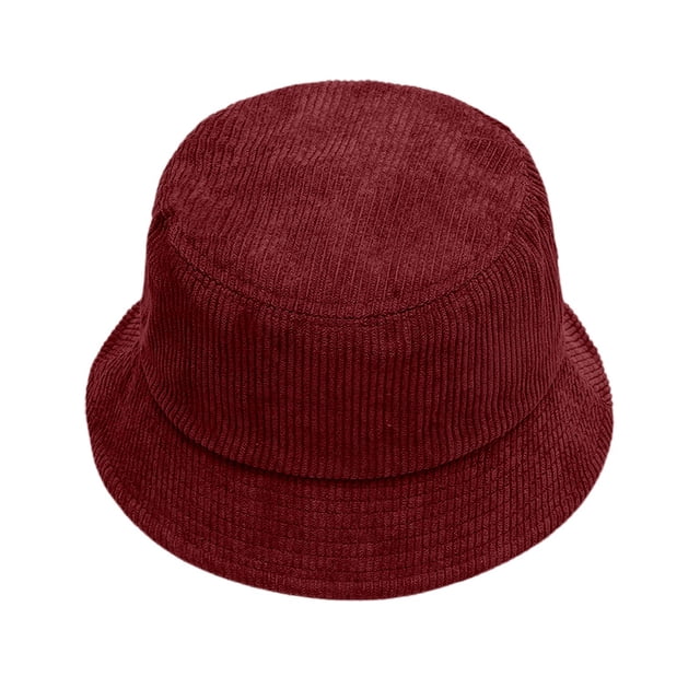 HNMKIU Chapeau de Pêcheur en Velours Côtelé Automne Hiver pour Hommes et Femmes Béret Style Rue Unisexe Seau Réglable Vin, Taille Unique