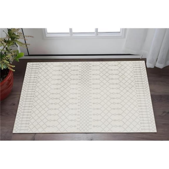 HomeRoots 532891 3 x 5 ft. Gray & Ivory Moroccan Washable Rectangle Area Rug